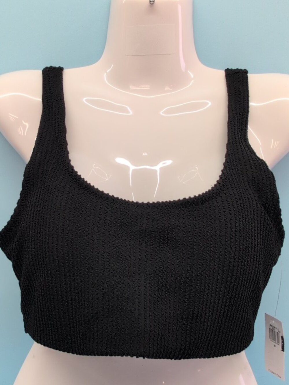 Old Navy Ribbed Scoop Neck Wide Strap Women's Swim Top Medium Black Jack